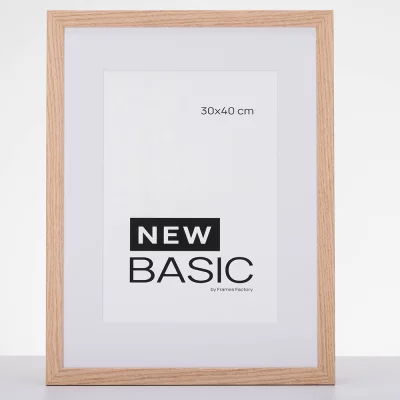 Dřevěný rám New Basic s paspartou 60x80 cm (50x70 cm) | dubová | plexisklo (2mm)