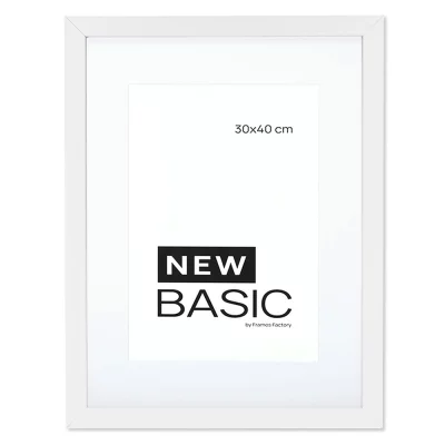 Dřevěný rám New Basic s paspartou 60x80 cm (50x70 cm) | bílá | plexisklo (2mm)