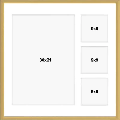 Aluminiowa multiramka na zdjęcia Alicja 40x40 cm (4 Bilder) | złoty | szkło sztuczne (1 mm)
