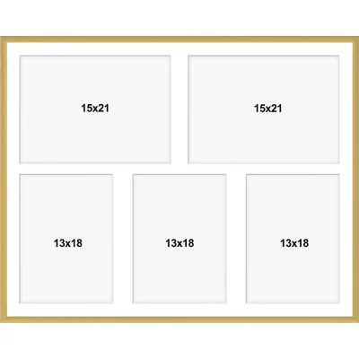 Aluminiowa multiramka na zdjęcia Alicja 40x50 cm (5 Bilder) | złoty | szkło sztuczne (1 mm)