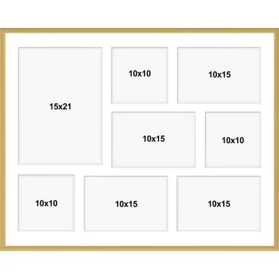 Aluminiowa multiramka na zdjęcia Alicja 40x50 cm (8 Bilder) | złoty | szkło sztuczne (1 mm)