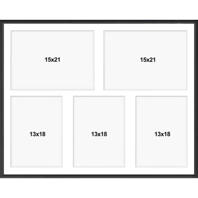 Aluminiowa multiramka na zdjęcia Alicja 40x50 cm (5 Bilder) | czarny | szkło sztuczne (1 mm)