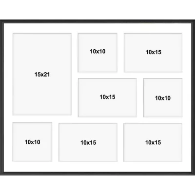 Aluminiowa multiramka na zdjęcia Alicja 40x50 cm (8 Bilder) | czarny | szkło sztuczne (1 mm)