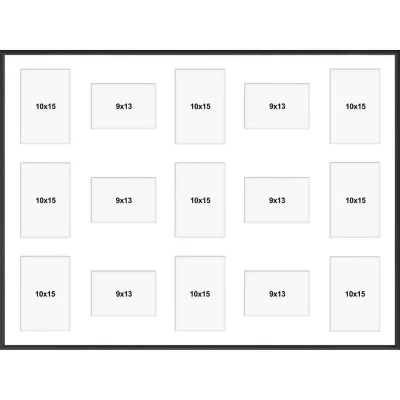 Cornice multipla Alicja in alluminio 60x80 cm (15 Bilder) | nero | Vetro sintetico (1 mm)