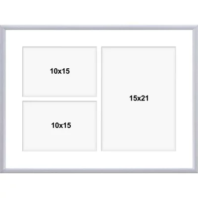 Multi fotolijst van aluminium Alicja 30x40 cm (3 Bilder) | zilver | kunstglas (1 mm)