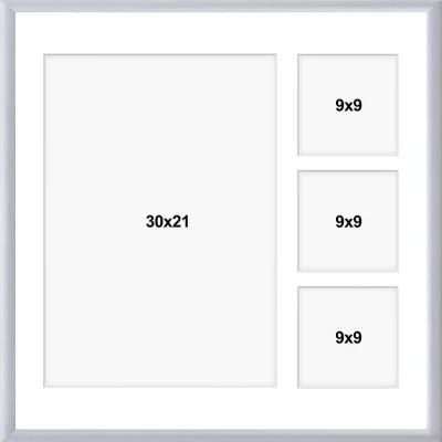 Aluminiowa multiramka na zdjęcia Alicja 40x40 cm (4 Bilder) | srebrny | szkło sztuczne (1 mm)
