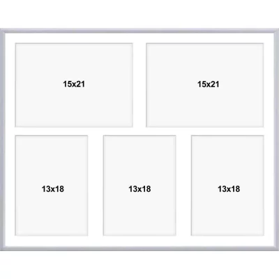 Aluminiowa multiramka na zdjęcia Alicja 40x50 cm (5 Bilder) | srebrny | szkło sztuczne (1 mm)