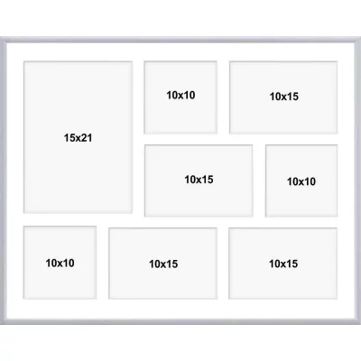 Aluminiowa multiramka na zdjęcia Alicja 40x50 cm (8 Bilder) | srebrny | szkło sztuczne (1 mm)