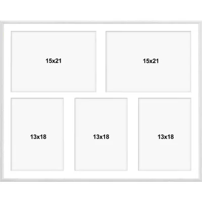 Aluminiowa multiramka na zdjęcia Alicja 40x50 cm (5 Bilder) | biały | szkło sztuczne (1 mm)