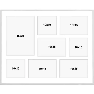 Aluminiowa multiramka na zdjęcia Alicja 40x50 cm (8 Bilder) | biały | szkło sztuczne (1 mm)