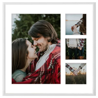 Aluminiowa multiramka na zdjęcia Amelia 40x40 cm (4 Bilder) | biały | szkło sztuczne (1 mm)