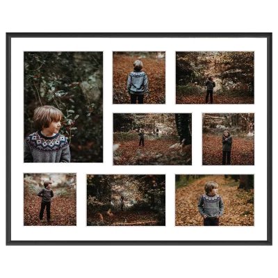 Aluminiowa multiramka na zdjęcia Amelia 40x50 cm (8 Bilder) | czarny | szkło sztuczne (1 mm)
