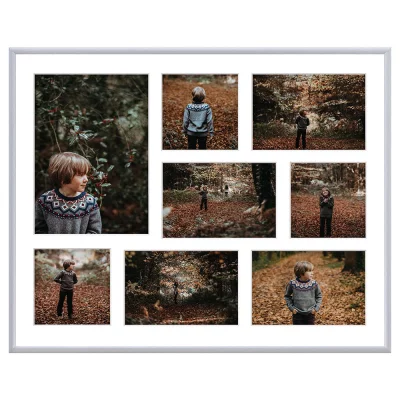 Aluminiowa multiramka na zdjęcia Amelia 40x50 cm (8 Bilder) | srebrny | szkło sztuczne (1 mm)