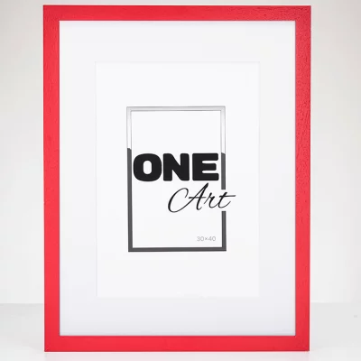 Dřevěný rám Batino s paspartou 21x29,7 cm (15x21 cm) | červená | plexisklo (1mm)