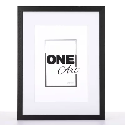 Dřevěný rám Batino s paspartou 40x60 cm (30x40 cm) | černá | plexisklo (1mm)