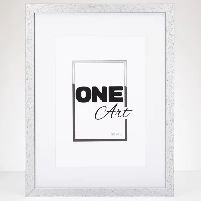 Dřevěný rám Batino s paspartou 21x29,7 cm (15x21 cm) | stříbrná | plexisklo (1mm)