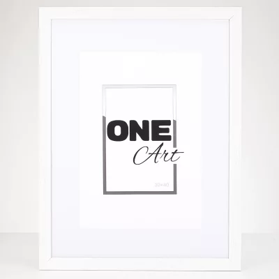 Dřevěný rám Batino s paspartou 29,7x42 cm (21x29,7 cm) | bílá | plexisklo (1mm)