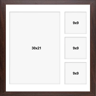 Drewniana multiramka na zdjęcia Hekla (MDF) 40x40 cm (4 Bilder) | wenge | szkło sztuczne (1 mm)