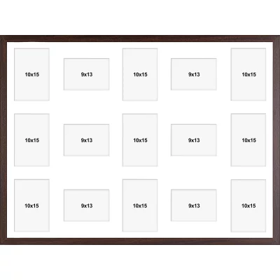 Multi fotolijst van hout Hekla (MDF) 60x80 cm (15 Bilder) | wengé | kunstglas (1 mm)