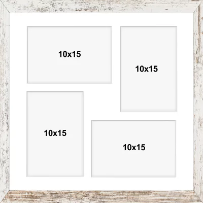 galleriram av trä Hekla (MDF) 34x34 cm (4 Bilder) | blekt skiffer | Plastglas (1 mm)