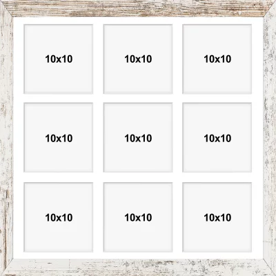 galleriram av trä Hekla (MDF) 40x40 cm (9 Bilder) | blekt skiffer | Plastglas (1 mm)