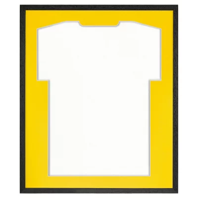 Shirt frame Economy zwart met passe-partout 52,5x62,5 cm | zwart-geel | kunstglas (1 mm)