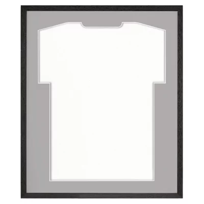 Shirt frame Economy zwart met passe-partout 52,5x62,5 cm | zwart-grijs | kunstglas (1 mm)