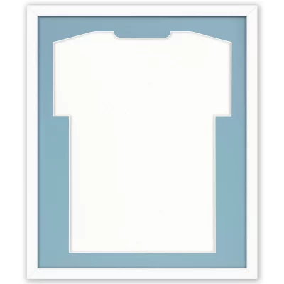 Shirt frame Comfort wit met passe-partout 53,4x63,4 cm | wit-blauw | kunstglas (1 mm)