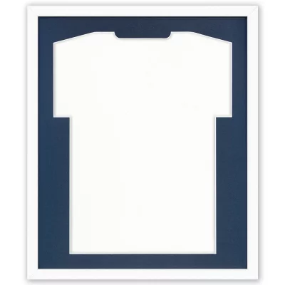 Shirt frame Comfort wit met passe-partout 53,4x63,4 cm | wit-donkerblauw | kunstglas (1 mm)