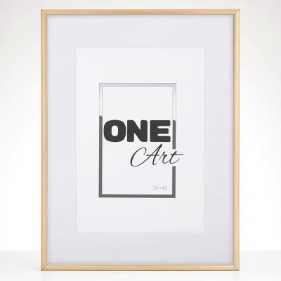 Aluminiumsbilderamme Amelia med passepartout 10x15 cm (9x13 cm) | Gull matt | Kunstglass (1 mm)