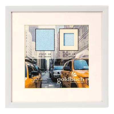 Kunststofframme Puro med passepartout 15x15 cm (10x10 cm) | Hvit | Normalglass (2 mm)