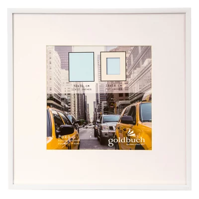 Kunststofframme Puro med passepartout 30x30 cm (18x18 cm) | Hvit | Normalglass (2 mm)