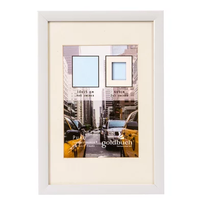 Kunststofframme Puro med passepartout 10x15 cm (6x9 cm) | Hvit | Normalglass (2 mm)