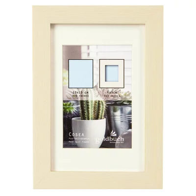 Kunststofframme Cosea med passepartout 10x15 cm (6x9 cm) | Beige | Normalglass (2 mm)