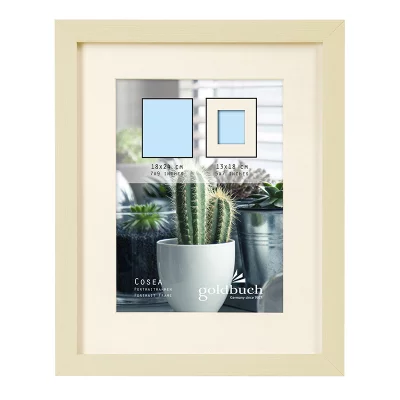 Kunststofframme Cosea med passepartout 18x24 cm (13x18 cm) | Beige | Normalglass (2 mm)