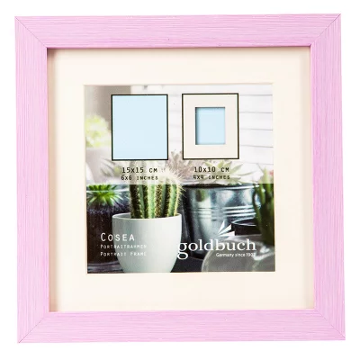 Kunststofframme Cosea med passepartout 15x15 cm (10x10 cm) | Pink | Normalglass (2 mm)