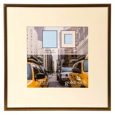 Kunststofframme Puro med passepartout 30x30 cm (18x18 cm) | Bronse | Normalglass (2 mm)