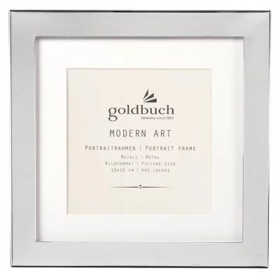 Portrettrammen «Modern Art» i metall og med passepartout 10x10 cm | Sølv | Normalglass (2 mm)