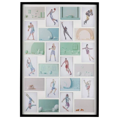 Multi fotokader Piano voor 24 foto's 10x15 cm | zwart | normaal glas (2 mm)
