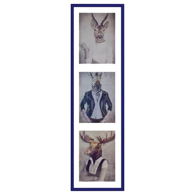 Multi fotokader van kunststof Napoli voor 3 foto's 3x13x18 cm | blauw | normaal glas (2 mm)