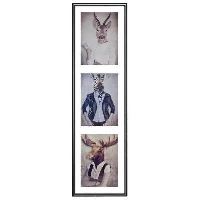 Multi fotolijst van kunststof Napoli voor 3 beelden 3x15x20 cm | donkergrijs | normaal glas (2 mm)