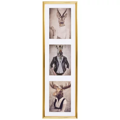 Multi fotokader van kunststof Napoli voor 3 foto's 3x13x18 cm | goud | normaal glas (2 mm)