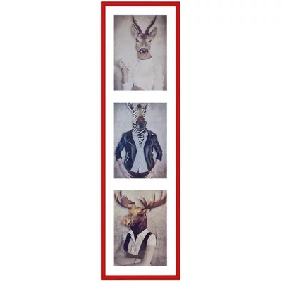 Multi fotokader van kunststof Napoli voor 3 foto's 3x13x18 cm | rood | normaal glas (2 mm)