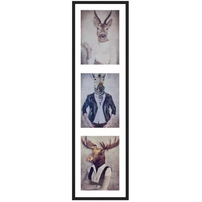 Multi fotolijst van kunststof Napoli voor 3 beelden 3x15x20 cm | zwart | normaal glas (2 mm)