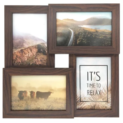 Collage fotokader Pure Barry (MDF) 4x10x15 cm | donkerbruin | normaal glas (2 mm)