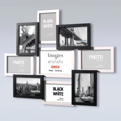 Thumbnail von Collagerahmen aus Holz Liora für 9 Bilder 10x15 cm, 13x18 cm Schwarz-Weiß