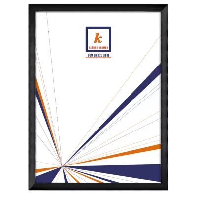 Alu-Bilderrahmen Sergio 90x120 cm | Schwarz glänzend, Rücken gebürstet | Kunstglas (2 mm)