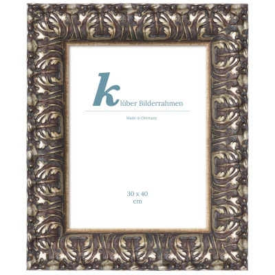 Barockram Aragon 30x40 cm | Altsilber patiniert | Standardglas (2 mm)