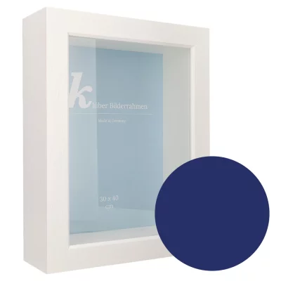 Houten kader Dragón met afstandshouder op maat indigo | normaal glas (2 mm)