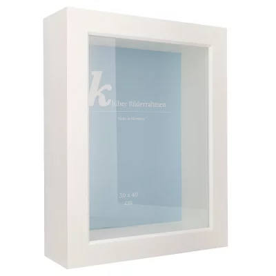 Houten kader Dragón met afstandshouder op maat White | normaal glas (2 mm)